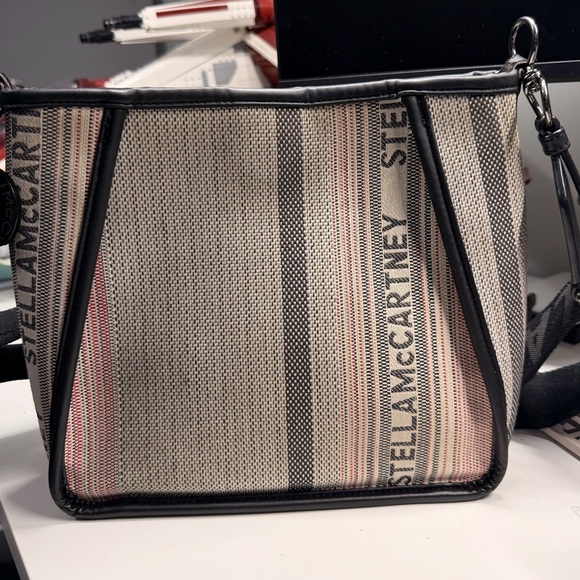 Stella McCartney Handbags - Stella McCartney Black and Cream Striped Shoulder Bag